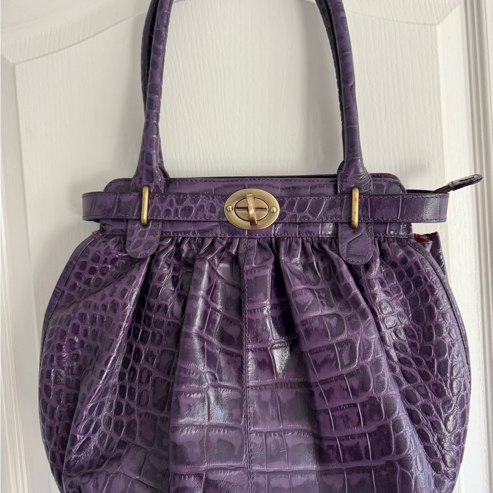 Michael Rome  Designs Croco Embossed Leather Purple Purse - Picture 12 of 15